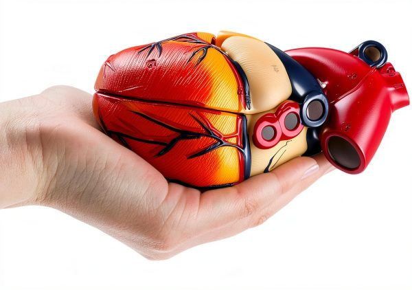 QWORK PVC Heart Anatomical Model 2‑Part Magnetic Mount Life‑Size Kit-3