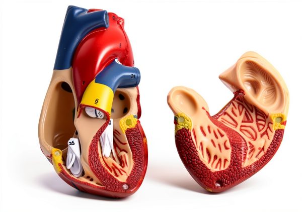 Heart Anatomical Model 2‑Piece PVC Educational Set by QWORK Red-3