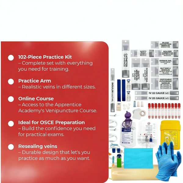 Apprentice Doctor Phlebotomy Practice Kit 102‑Piece Venipuncture Set-1