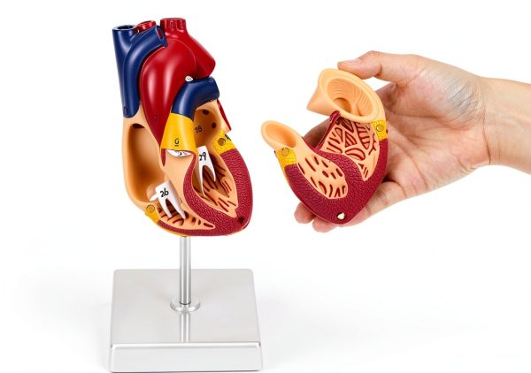 QWORK PVC Heart Anatomical Model 2‑Part Magnetic Mount Life‑Size Kit-1