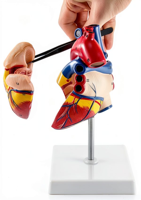 Heart Anatomical Model 2‑Piece PVC Educational Set by QWORK Red-4