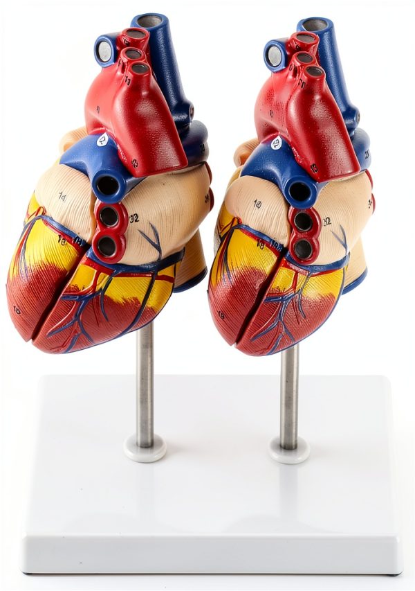 Heart Anatomical Model 2‑Piece PVC Educational Set by QWORK Red-7