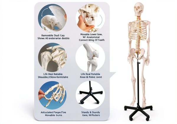 Human Skeleton Model 70" Life Size PVC Kit with Rolling Base-5