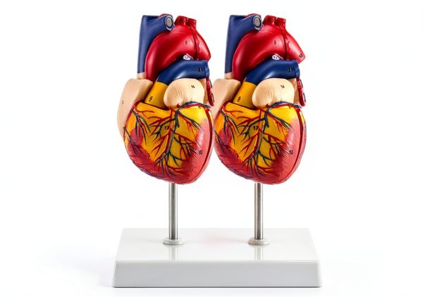 Heart Anatomical Model 2‑Piece PVC Educational Set by QWORK Red-0