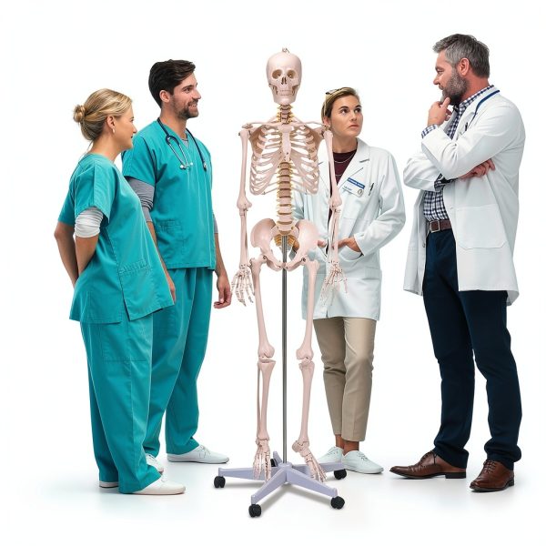 Life Size Human Skeleton 70.8in GOFLAME Model with Rolling Stand-8